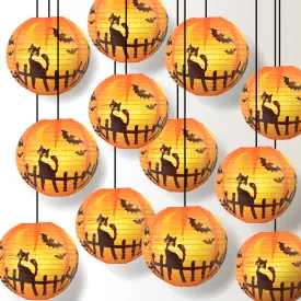 12 PACK | 14" Black Cat Halloween Paper Lantern