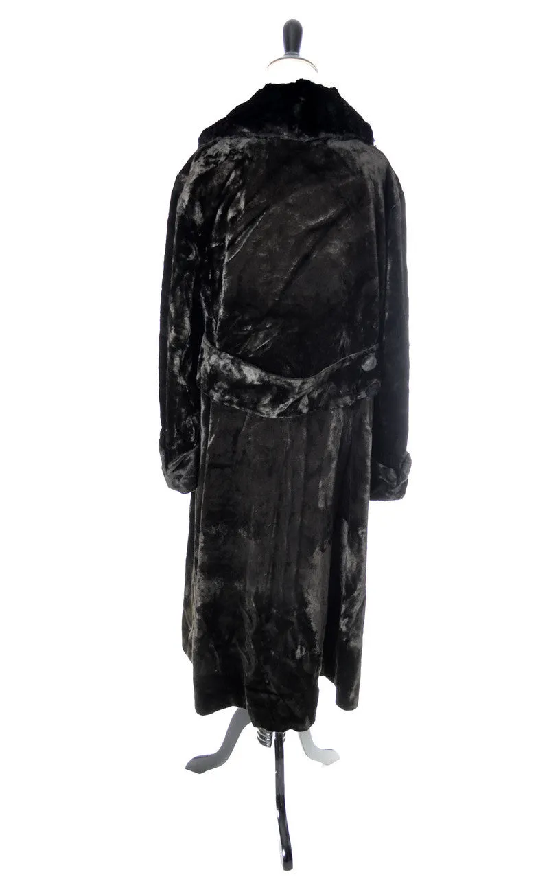 1900's Vintage Victorian Faux Sealskin Coat New York Cloak Suit House