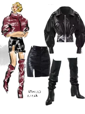 2022 New Autumn Women Motorcycle Jackets Zipper Spliced Short Faux Leather Coat