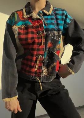 90's Fun Patchwork Denim Jacket (M)