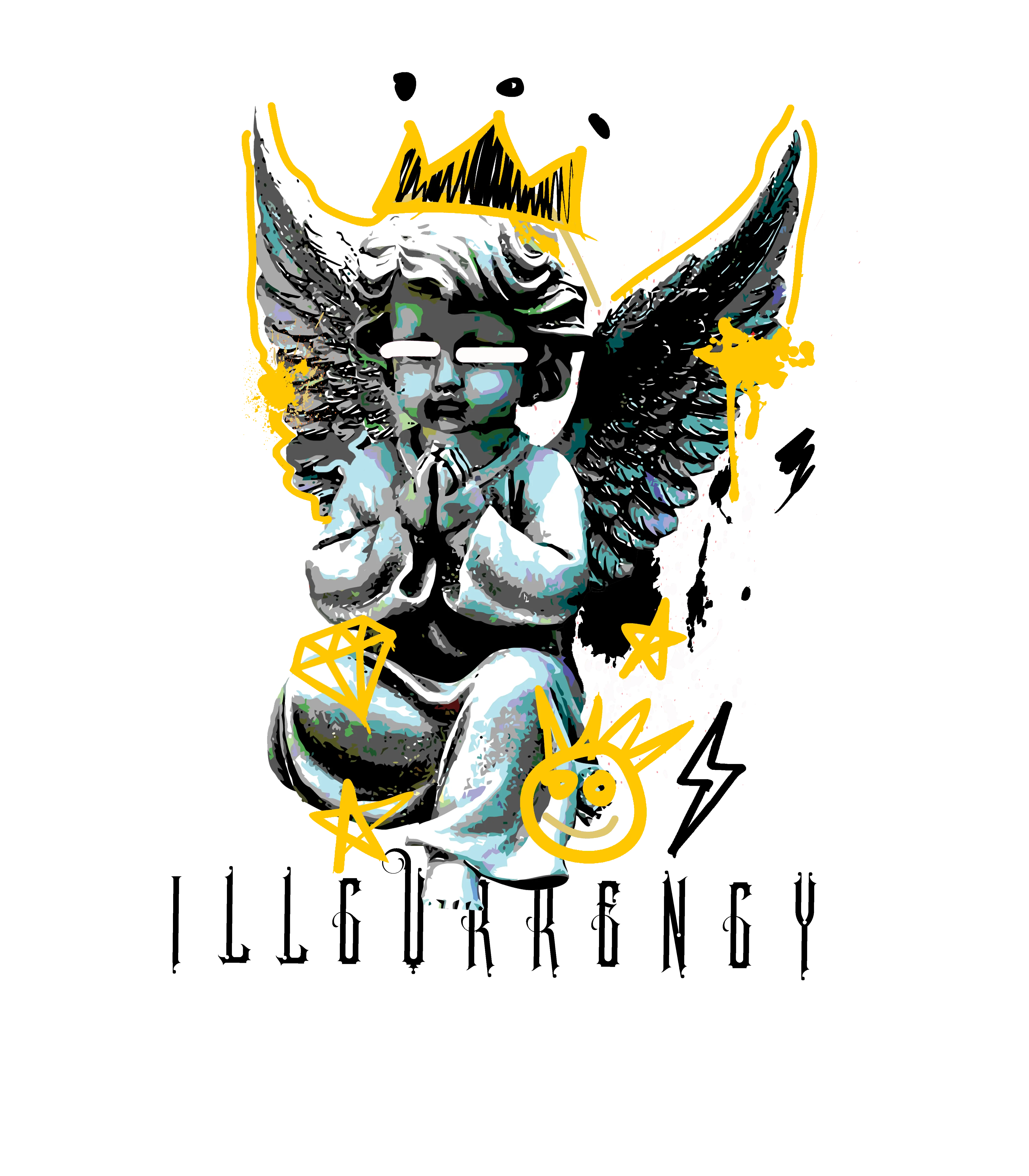 Air Jordan 4 WNNS “Vivid Sulfur” | illcurrency White T-Shirt (Graffiti Angel)