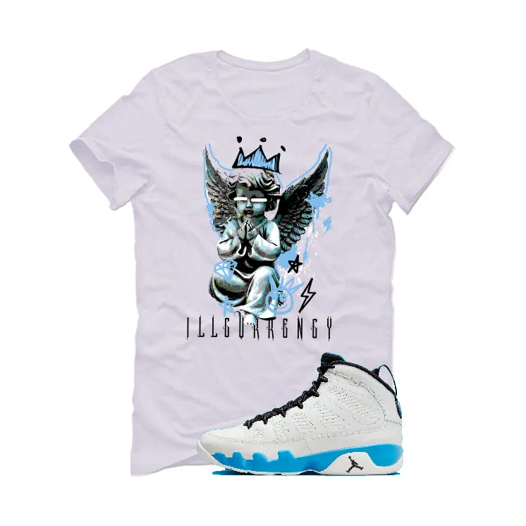 Air Jordan 9 “Powder Blue” | illcurrency White T-Shirt (Graffiti Angel)