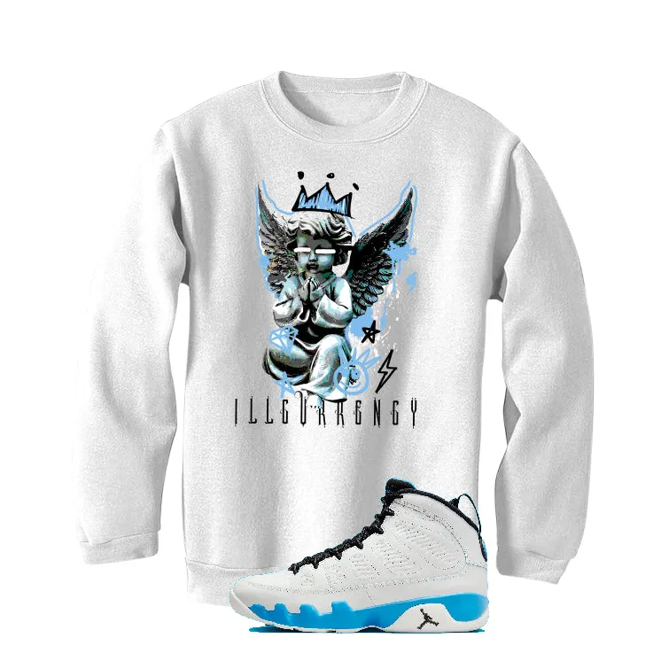 Air Jordan 9 “Powder Blue” | illcurrency White T-Shirt (Graffiti Angel)