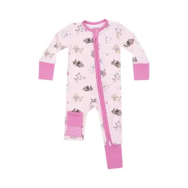 ANG Fluffy Puppies Pink 2 Way Zippered Romper