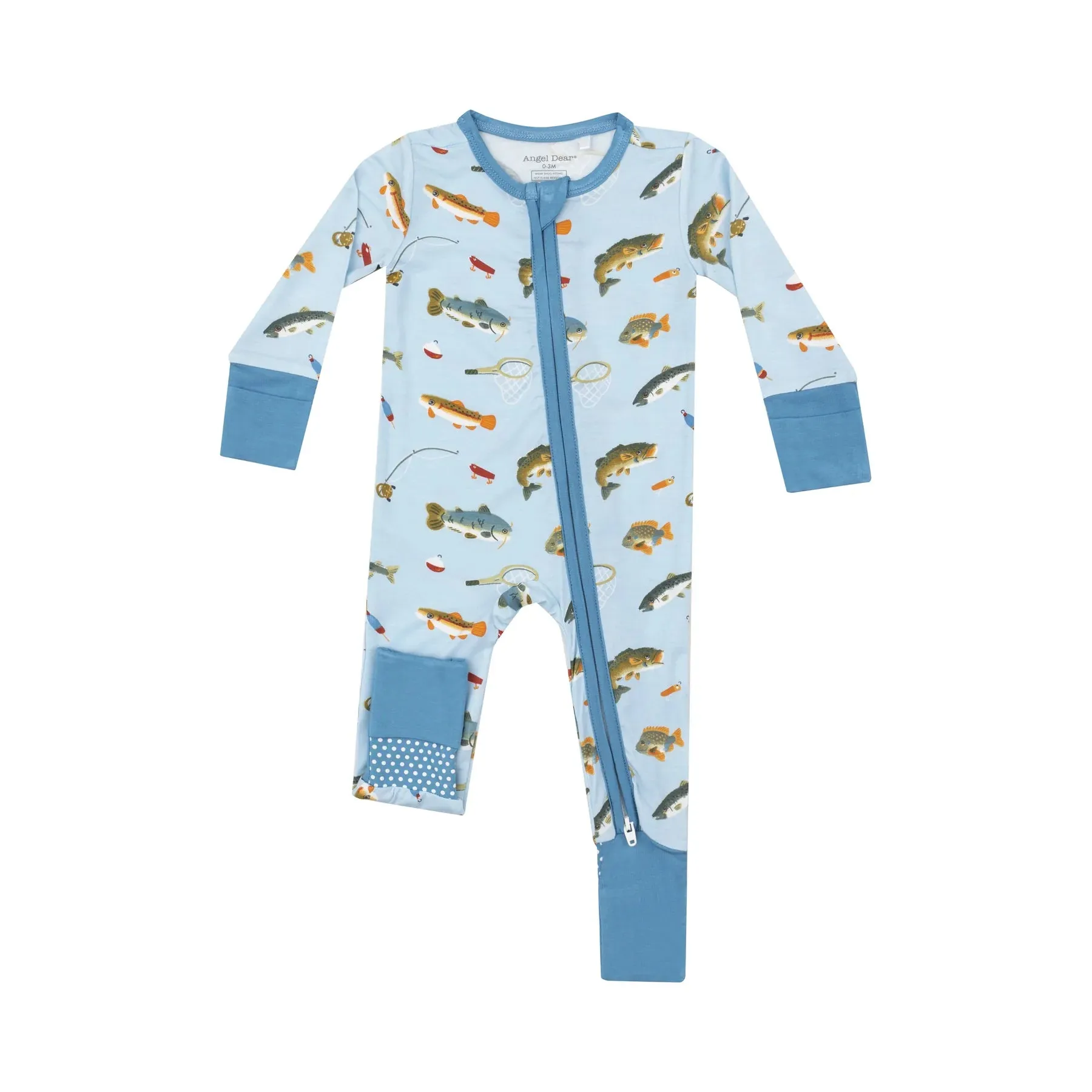 ANG Gone Fishing in Blue 2 Way Zippered Romper