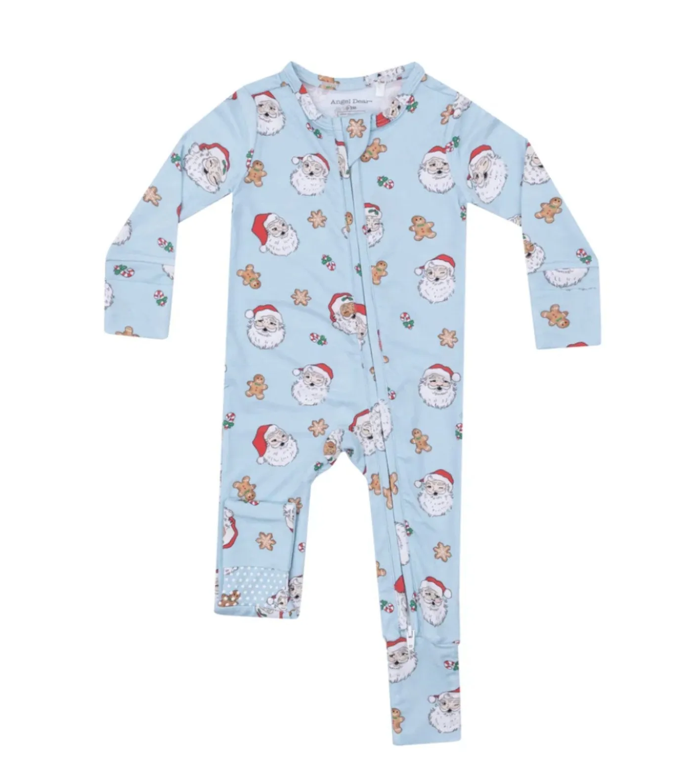 Angel Dear Baby Blue Vintage Santa 2 Way Zipper Romper