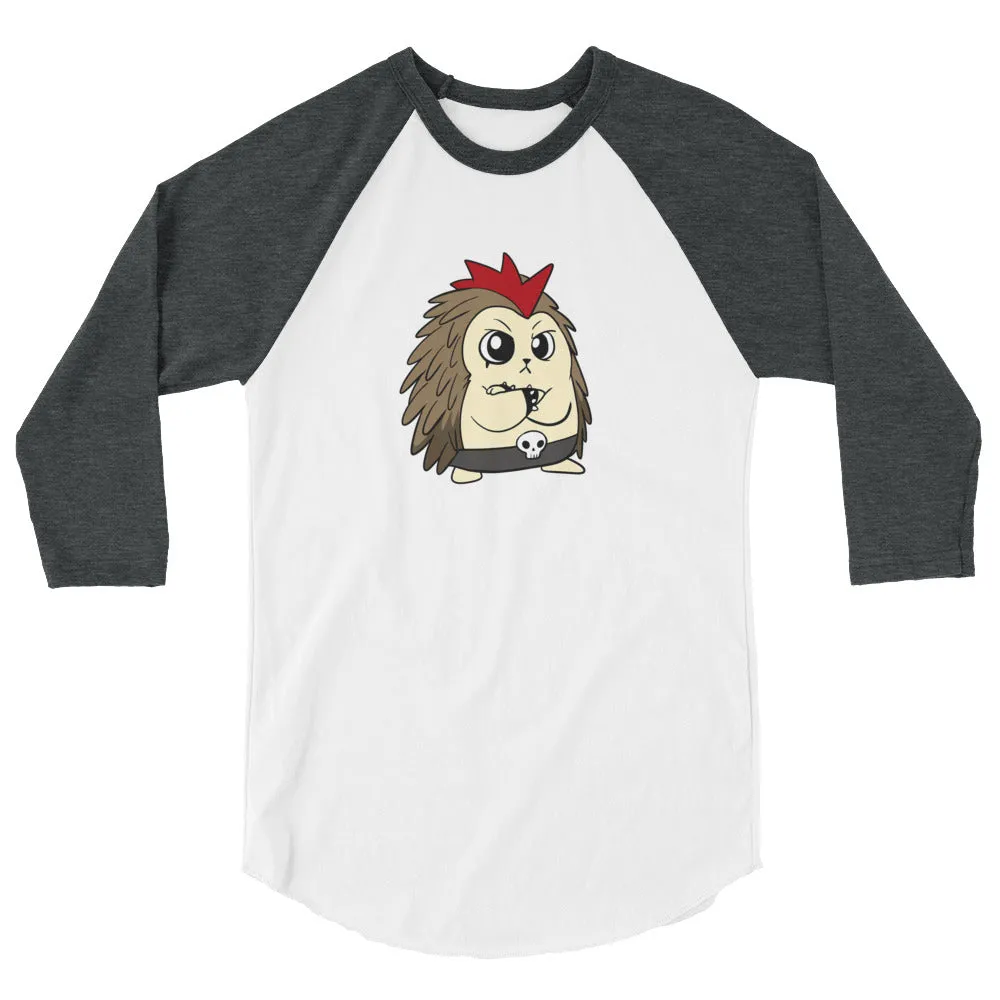 Angry Libertarian Cartoon Porcupine 3/4 sleeve raglan shirt