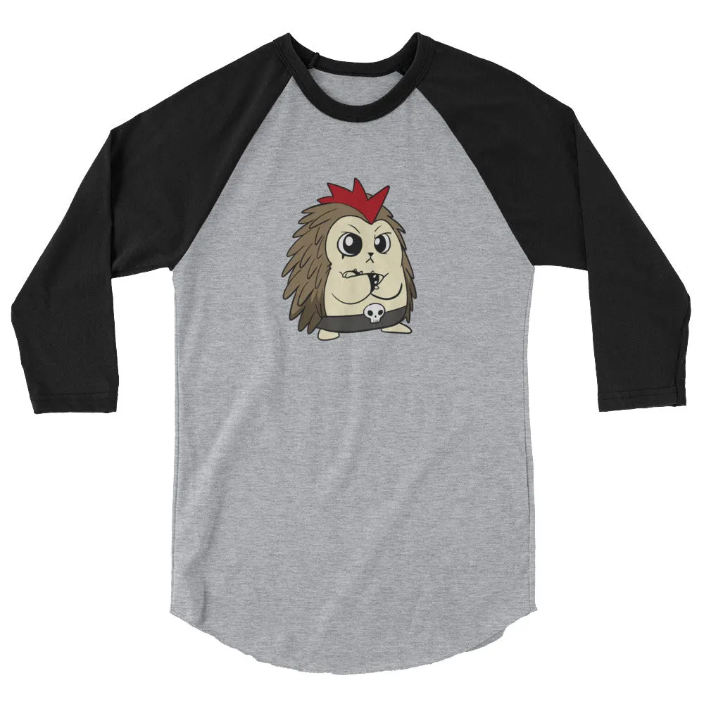 Angry Libertarian Cartoon Porcupine 3/4 sleeve raglan shirt