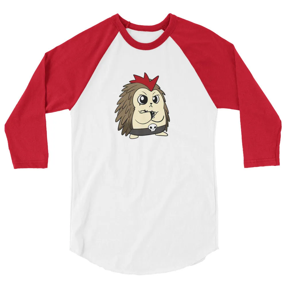 Angry Libertarian Cartoon Porcupine 3/4 sleeve raglan shirt