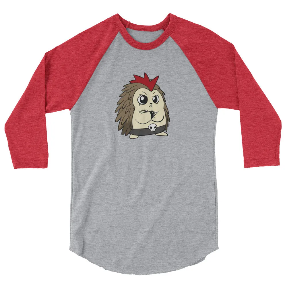 Angry Libertarian Cartoon Porcupine 3/4 sleeve raglan shirt