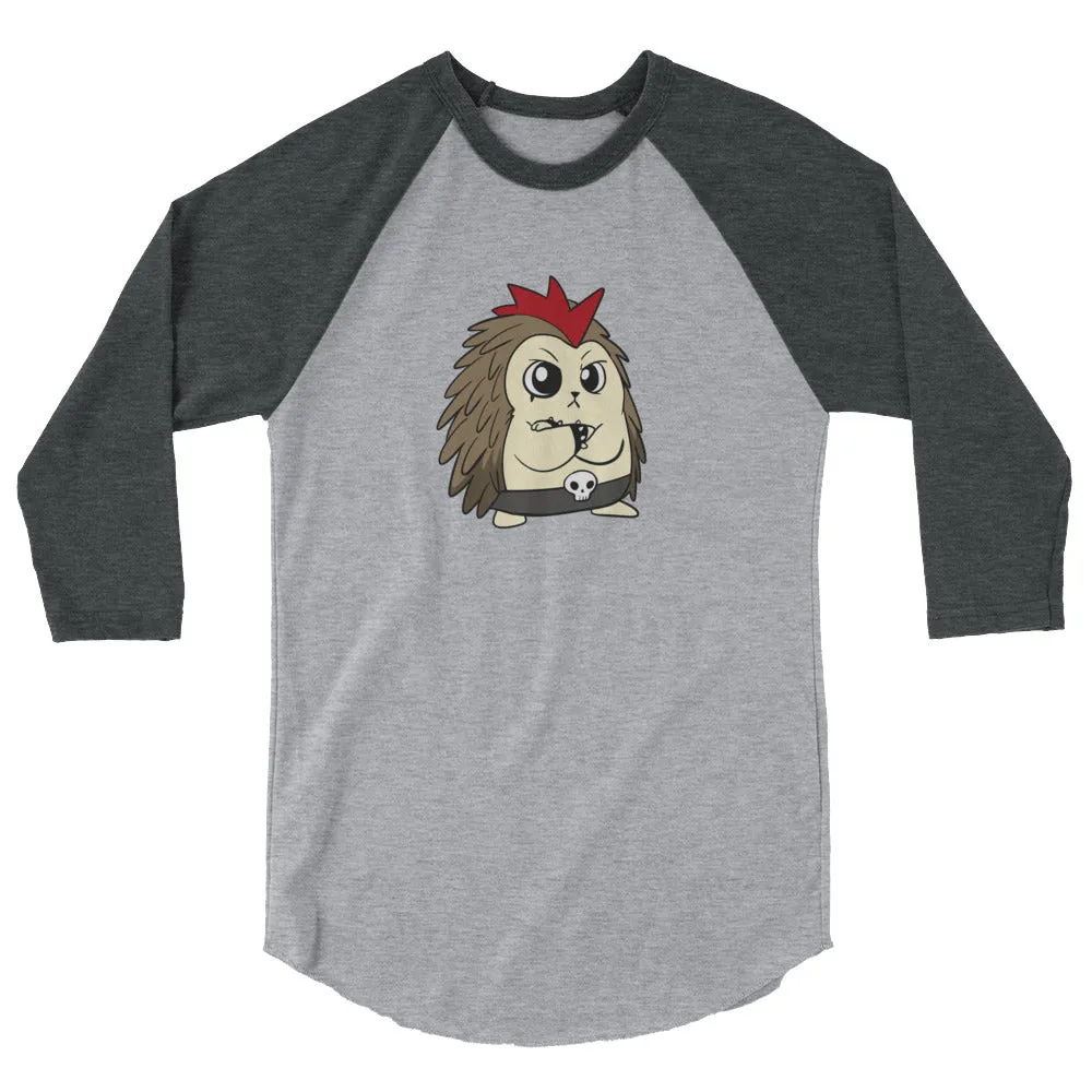 Angry Libertarian Cartoon Porcupine 3/4 sleeve raglan shirt