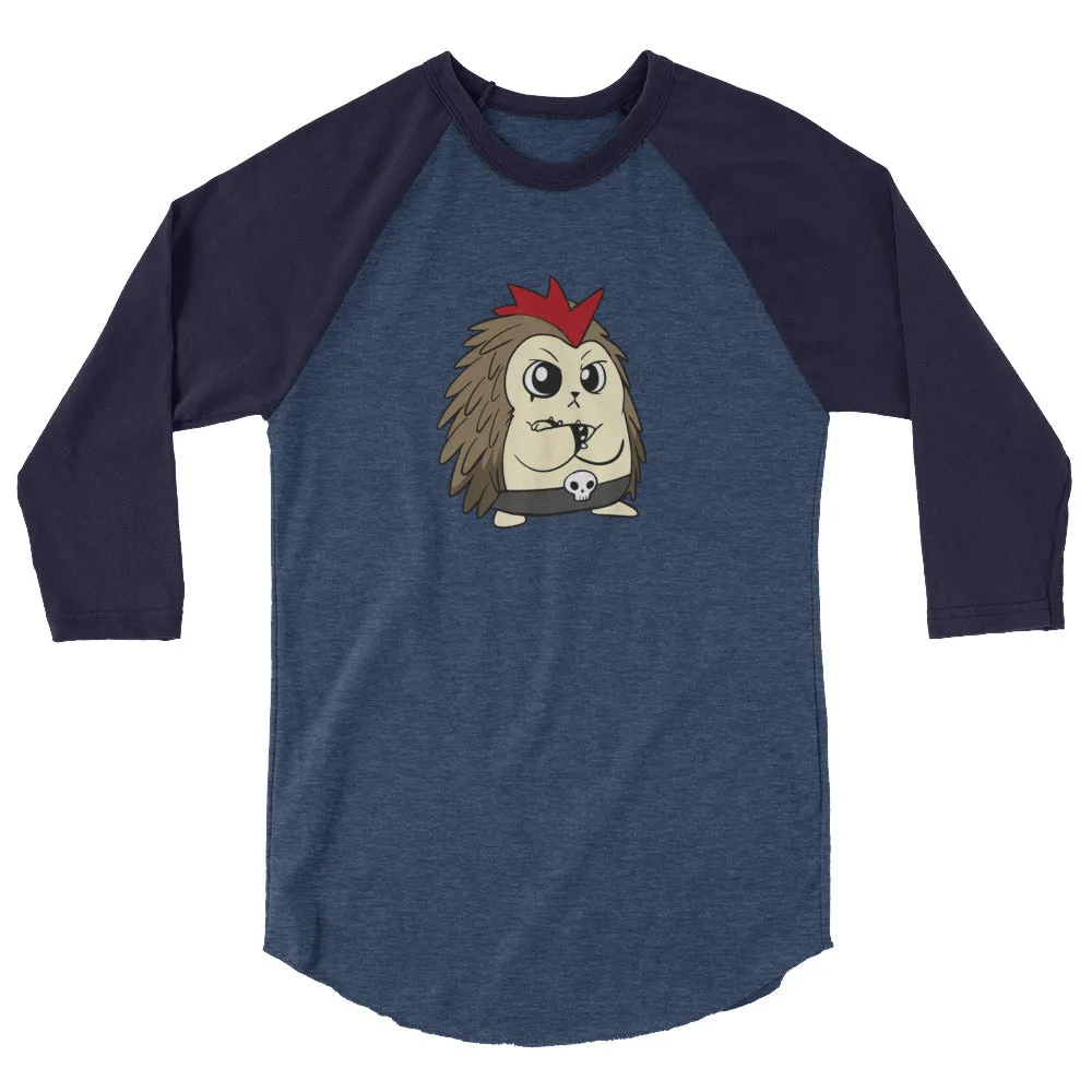 Angry Libertarian Cartoon Porcupine 3/4 sleeve raglan shirt