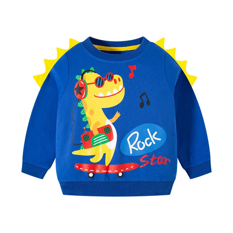 Baby Boy 3D Cartoon Dinosaur Pattern O-Neck Fashion Pullover Hoodies by MyKids-USA™