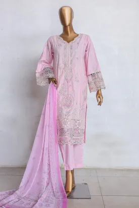 Bin Saeed Stitched 3 Piece Luxury Emb Cotton Vol-03 Collection'2024-LF-1061-Pink