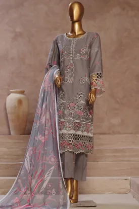 Bin Saeed Stitched 3 Piece Luxury Emb Cotton Vol-05 Collection'2024-LF-1199-Grey