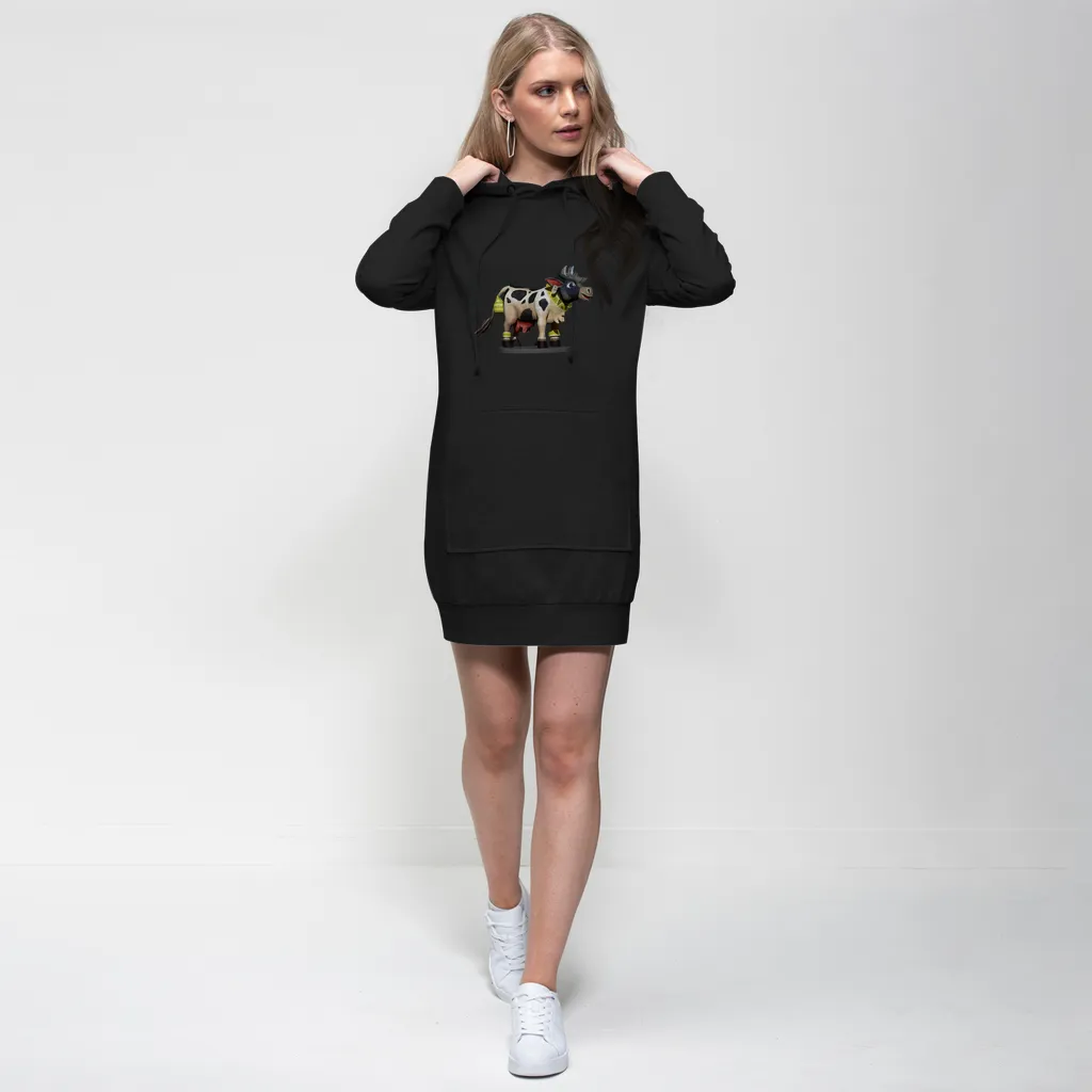 Black and White Cow Premium Adult Hoodie Dress