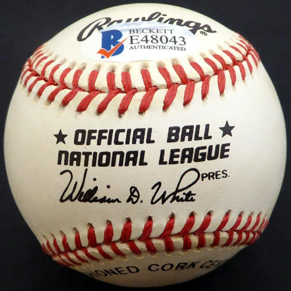 Bobby Bragan Autographed Official NL Baseball Brooklyn Dodgers Beckett BAS #E48043