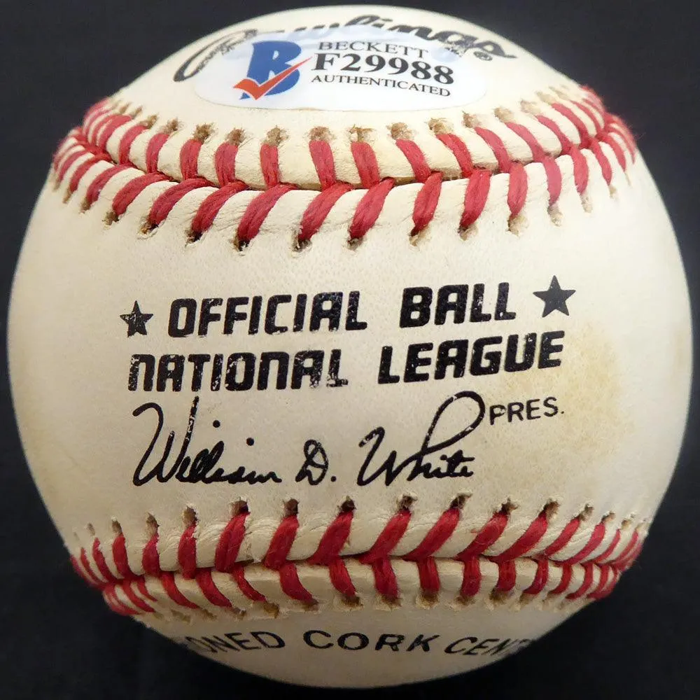 Bobby Morgan Autographed Official NL Baseball Brooklyn Dodgers Beckett BAS #F29988