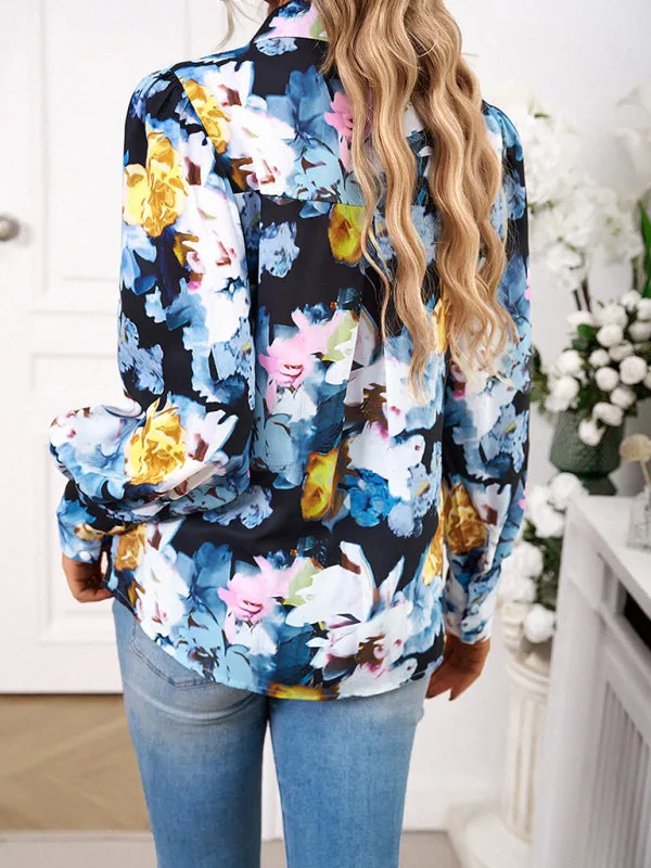 Bohemian Printed Loose Lantern Sleeve Blouse