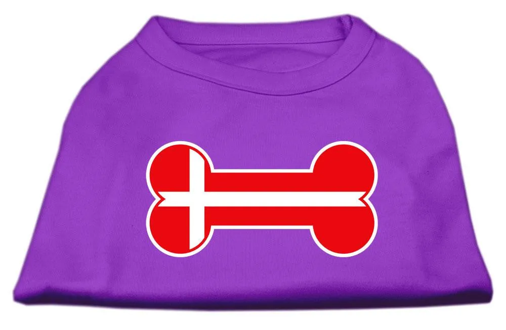 Bone Shaped Denmark Flag Screen Print Shirts Purple M (12)