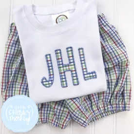 Boy Shirt - Primary Check Applique Monogram