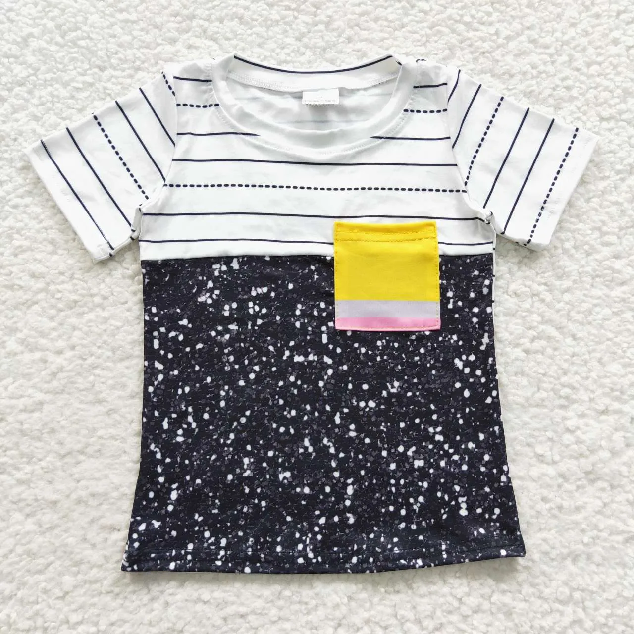 boys black sequin patchwork t-shirts BT0235