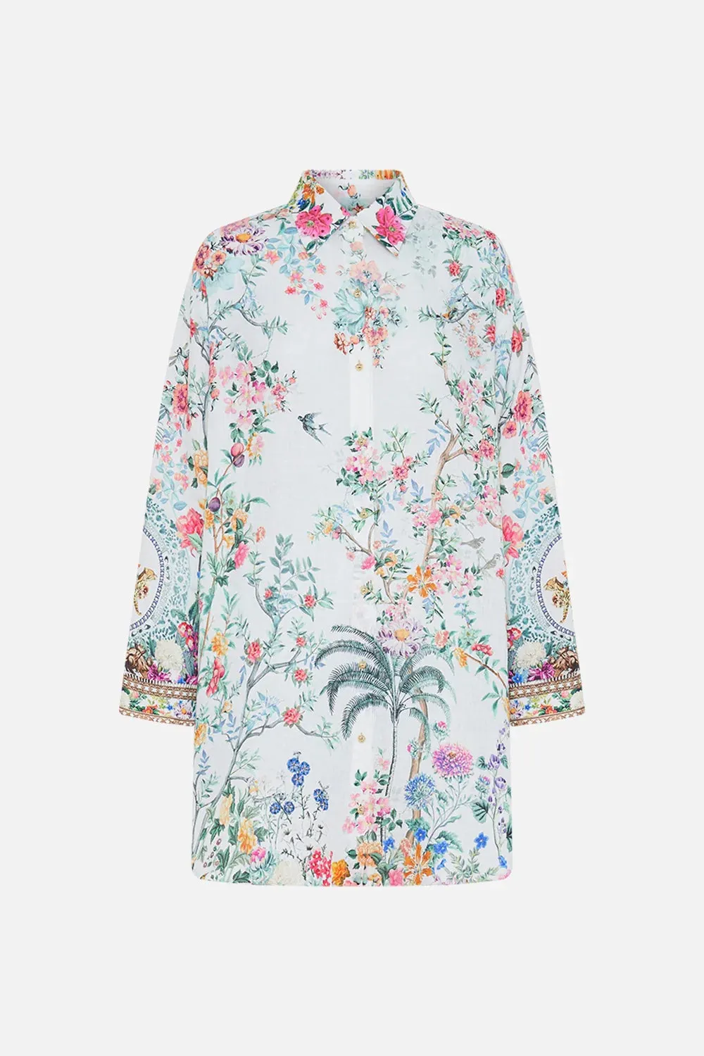 CAMILLA PLUMES AND PARTERRES SHIRT TUNIC WITH SIDE BUTTONS