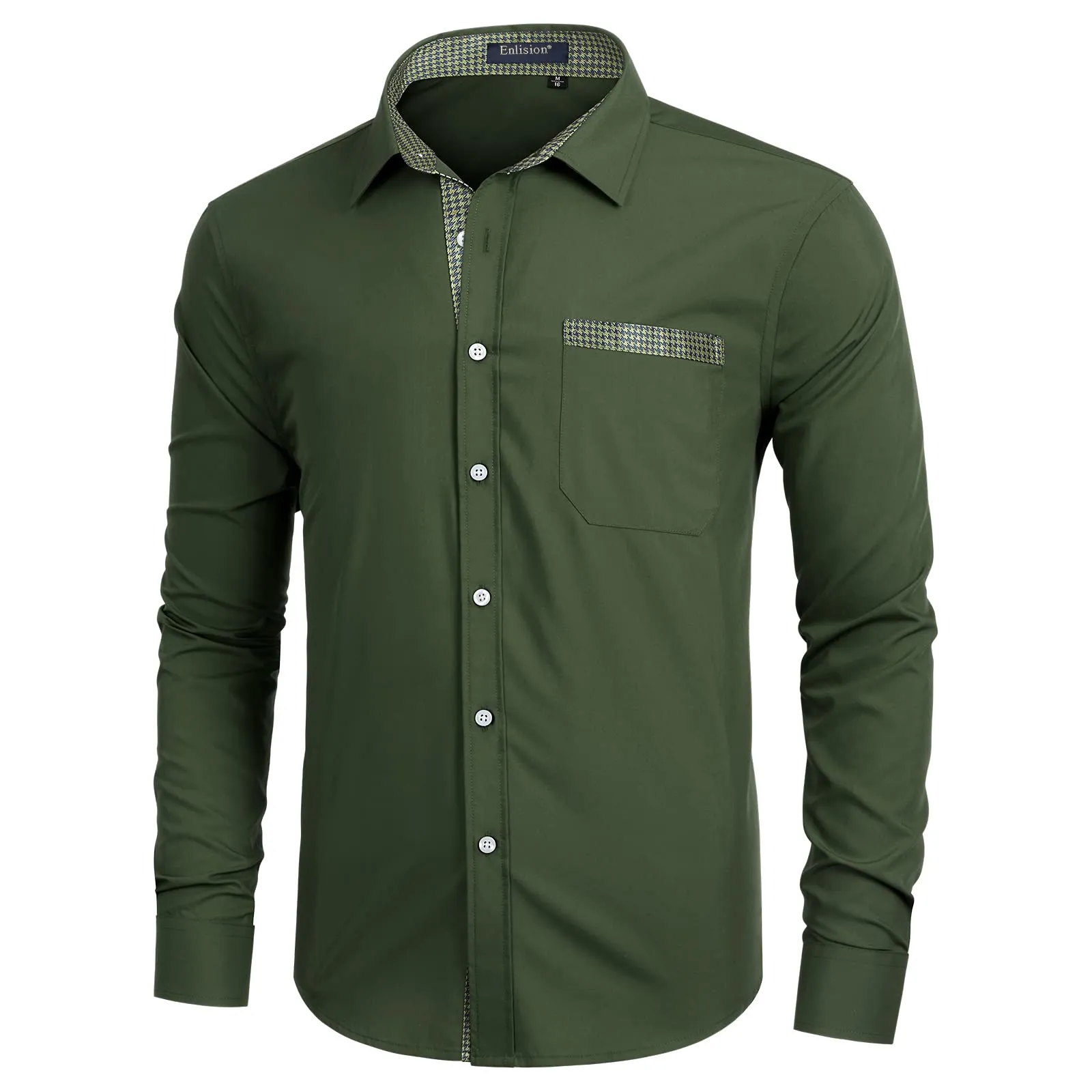 Casual Formal Shirt with Pocket - GREEN