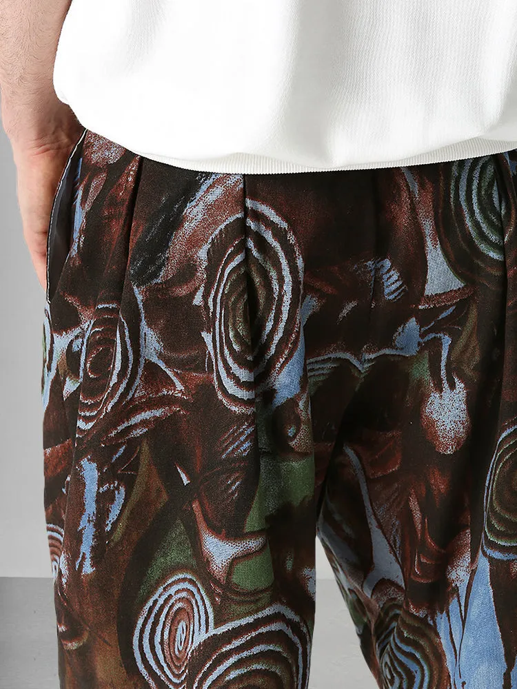 Casual Printed Cotton Linen Lantern Pants