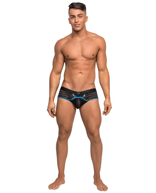 Clip Tease Unique Mesh Pouch Mini Short Blk-blu Md