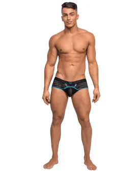 Clip Tease Unique Mesh Pouch Mini Short Blk-blu Md