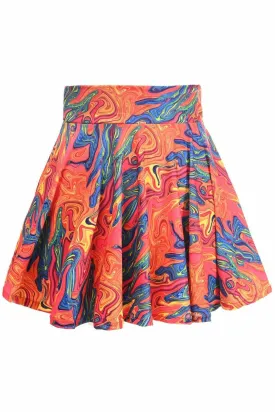 Daisy Corsets Orange Tie-Dye Stretch Lycra Skirt