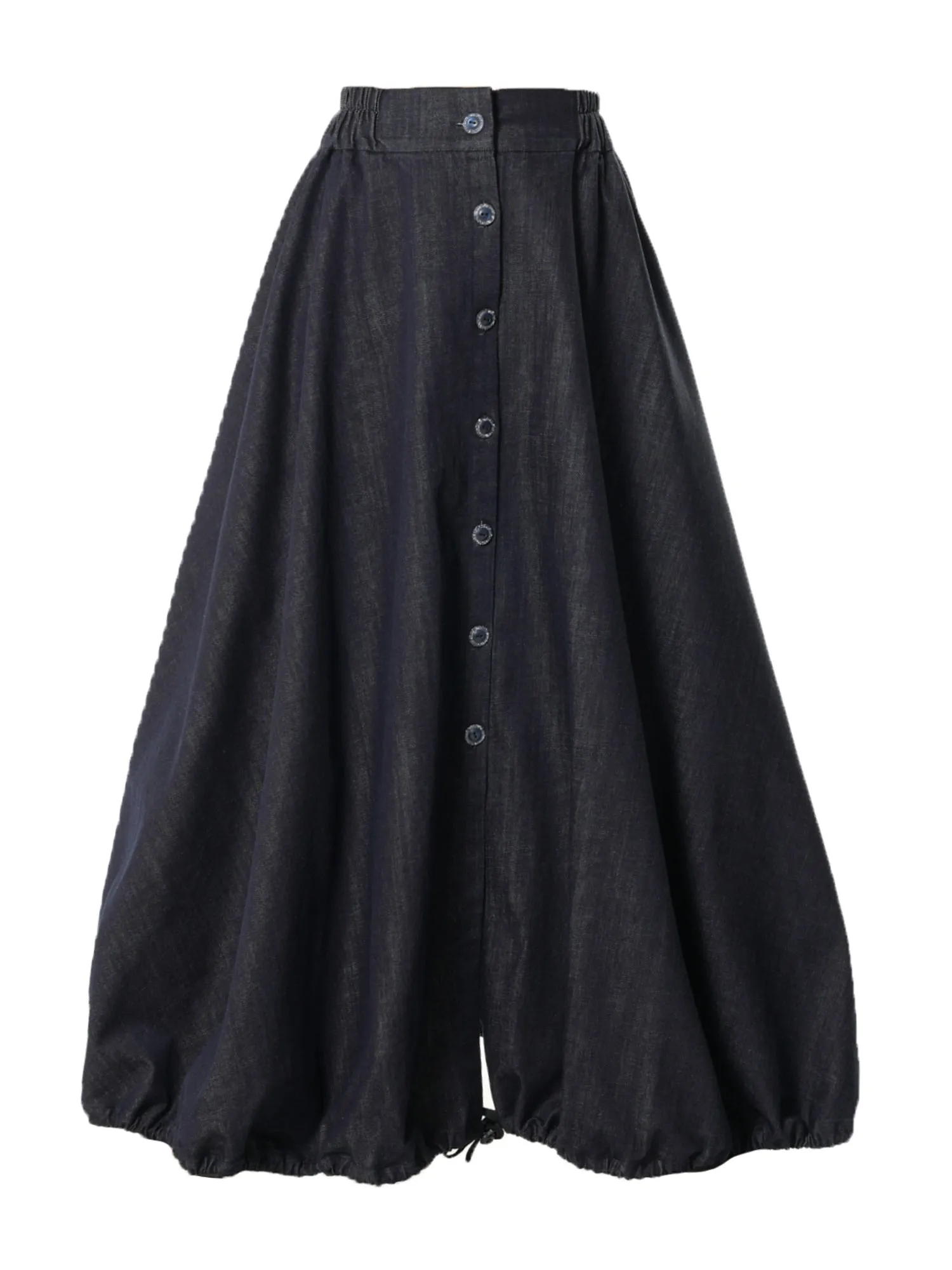 Dark Denim Skirt With Linen