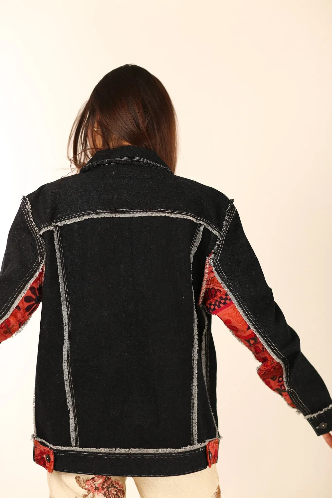 DENIM EMBROIDERED PATCHWORK JACKET FARSIS