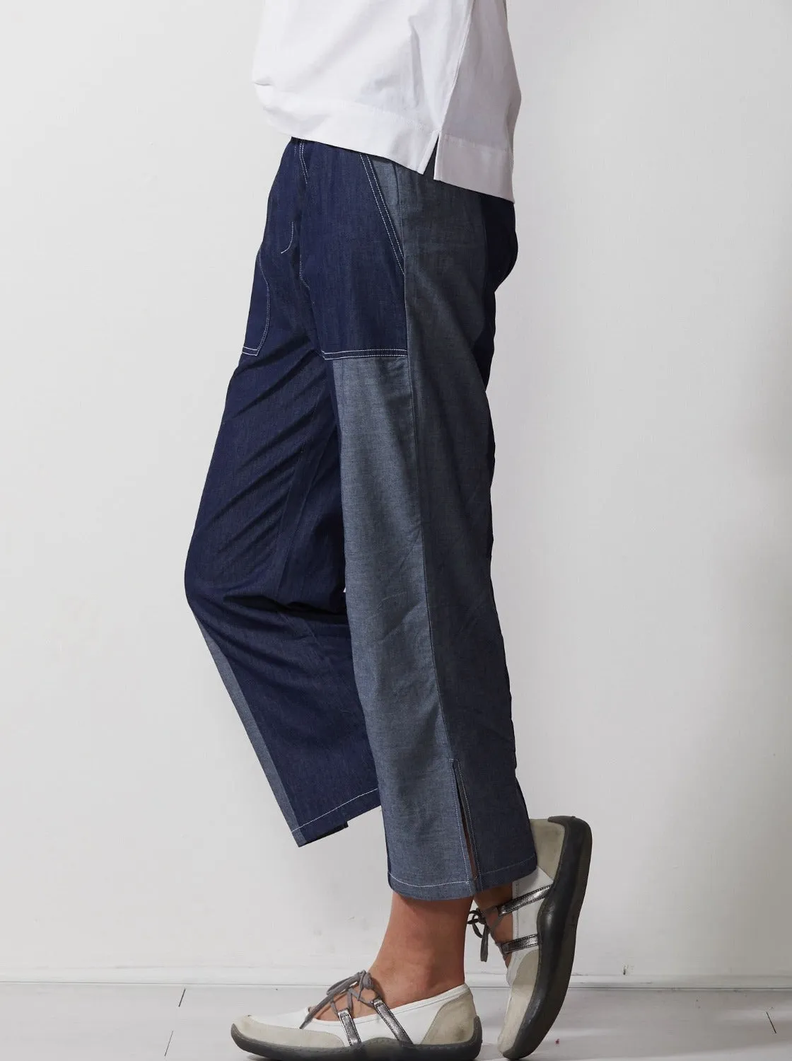 Denim Panelled Pants