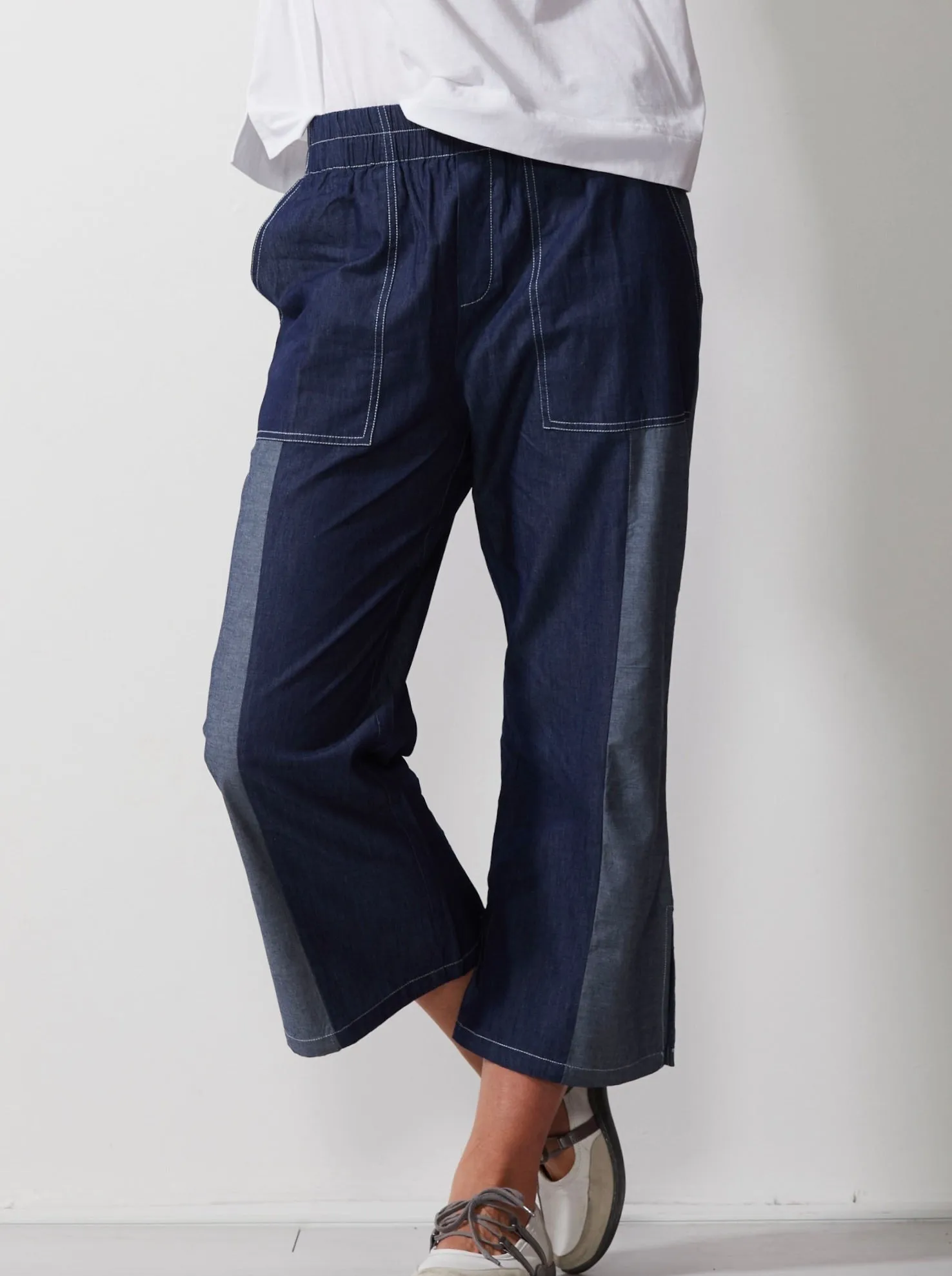 Denim Panelled Pants