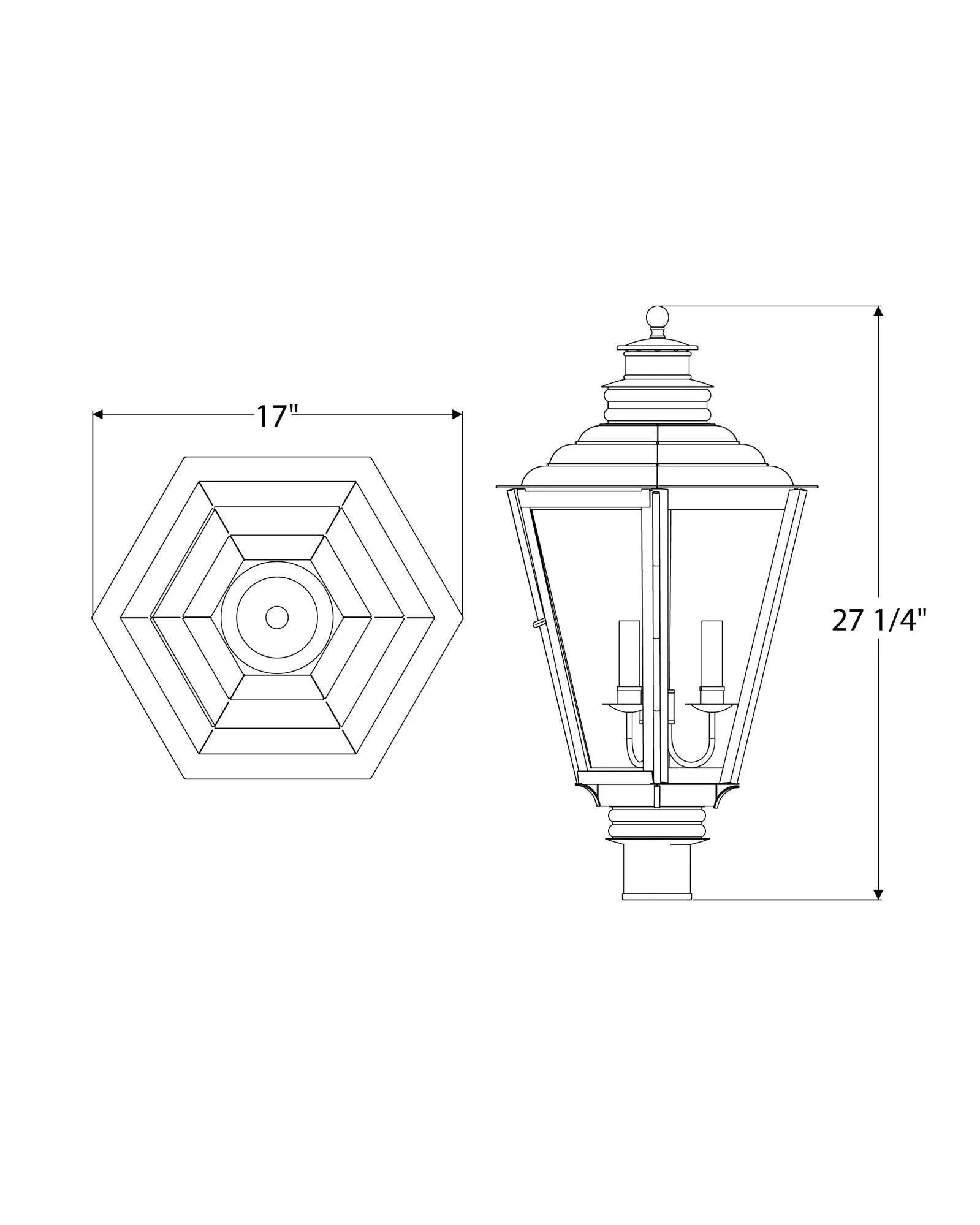 English Gas Exterior Post Lantern Medium