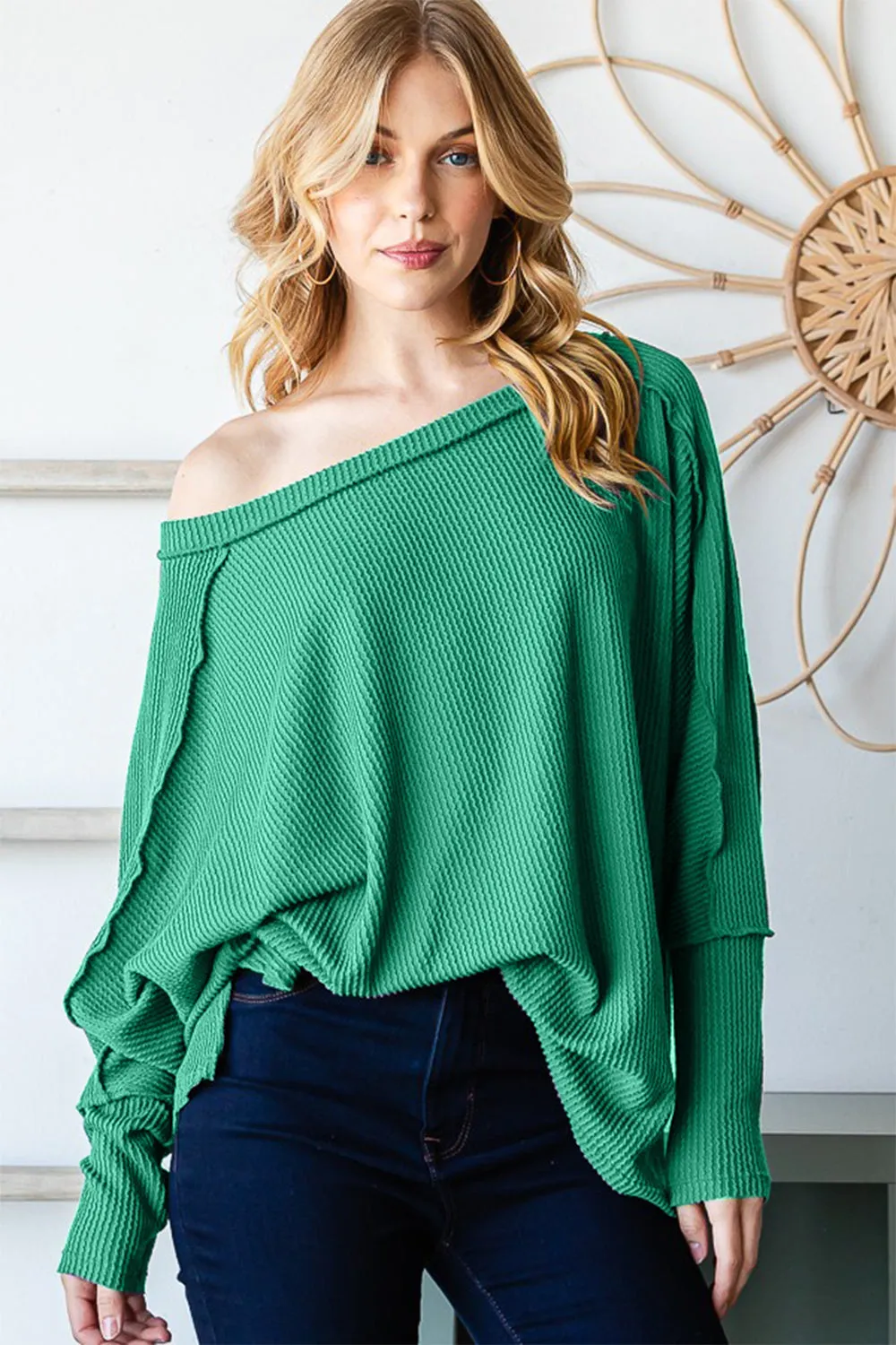 Exposed Seam Lantern Sleeve Top