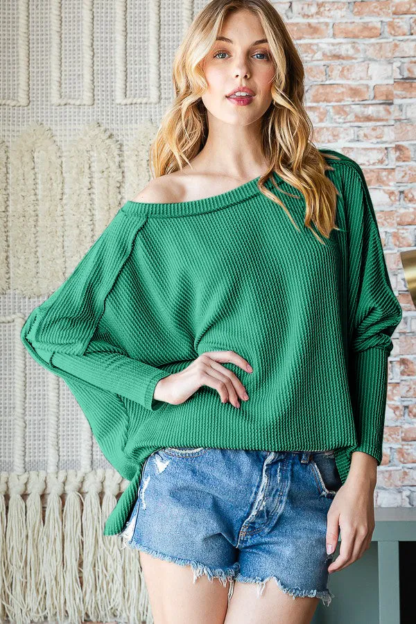 Exposed Seam Lantern Sleeve Top