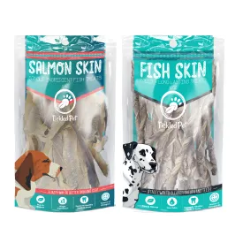 Fish Skin Combo Pack: All-Natural Cod Skin Rolls and Salmon Skin Treats