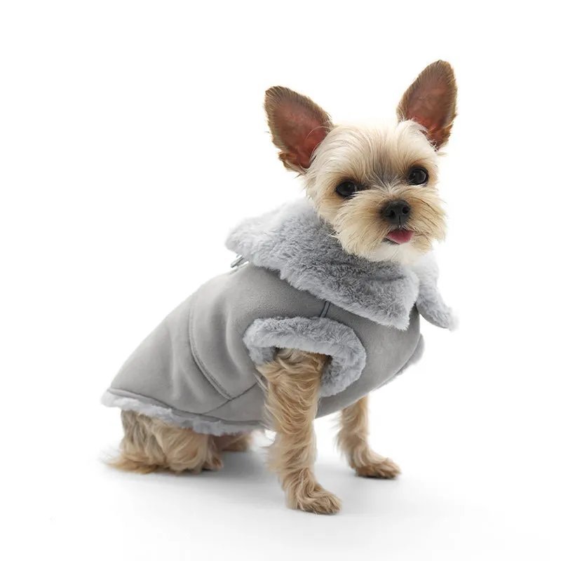 Furry Runner Coat in Gray