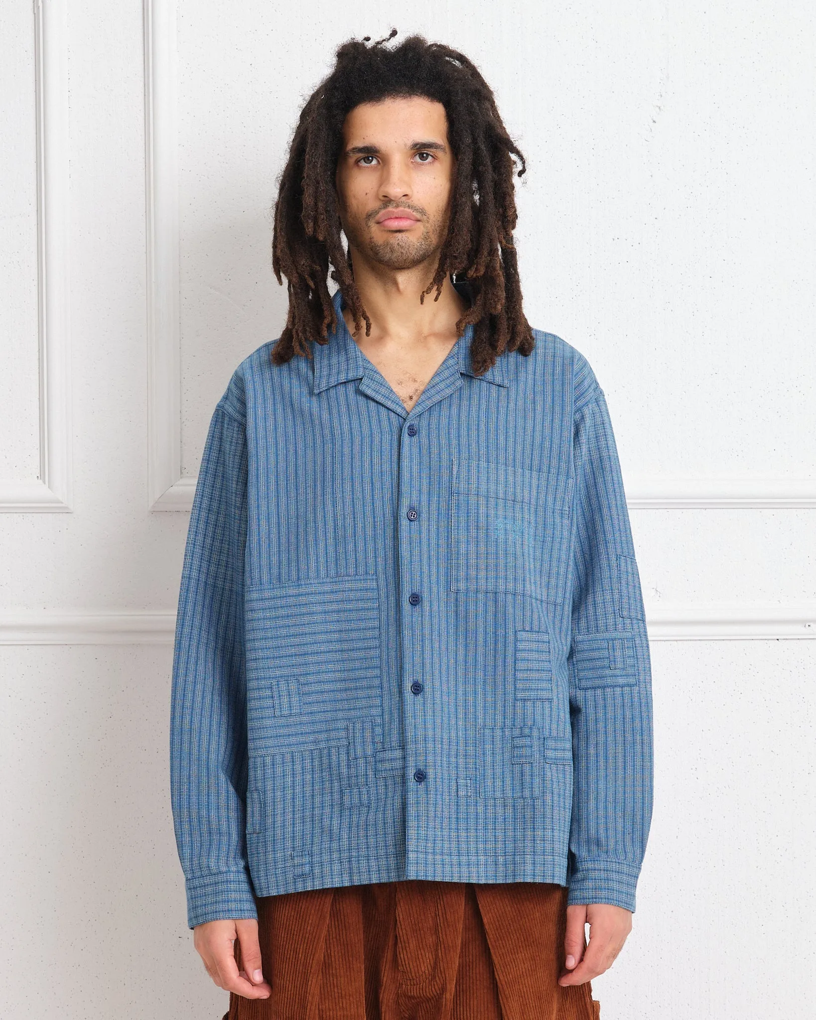 Greetings Shirt LS - Indigo Check Scarecrow