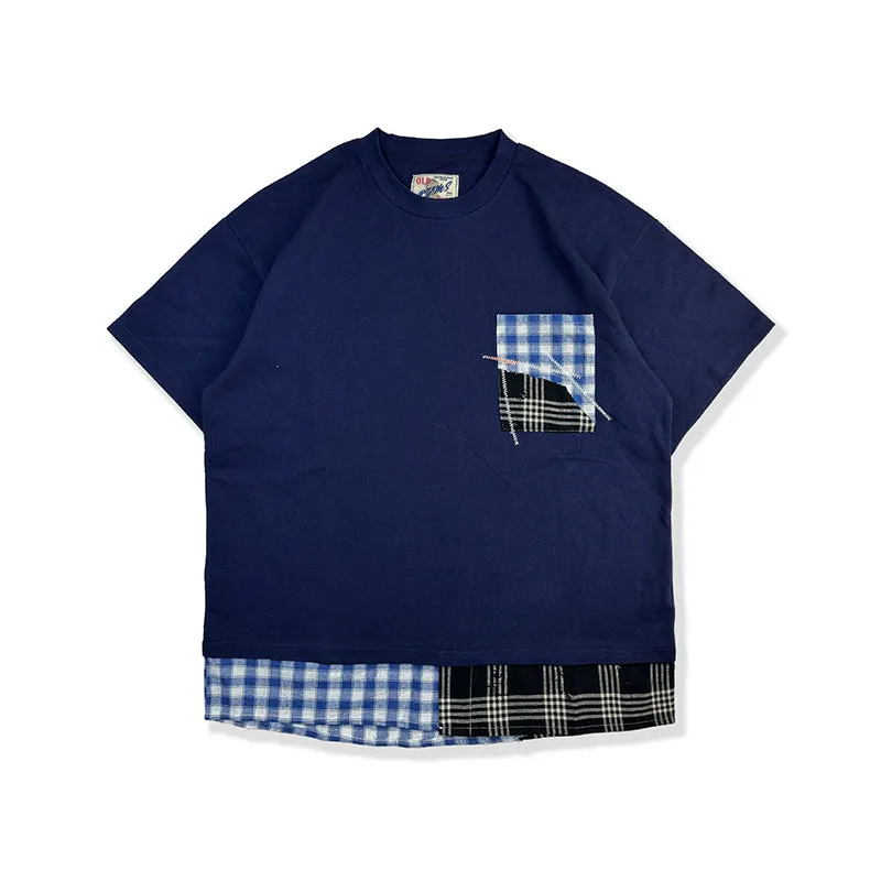 Indigo Dyed Patchwork T-shirts