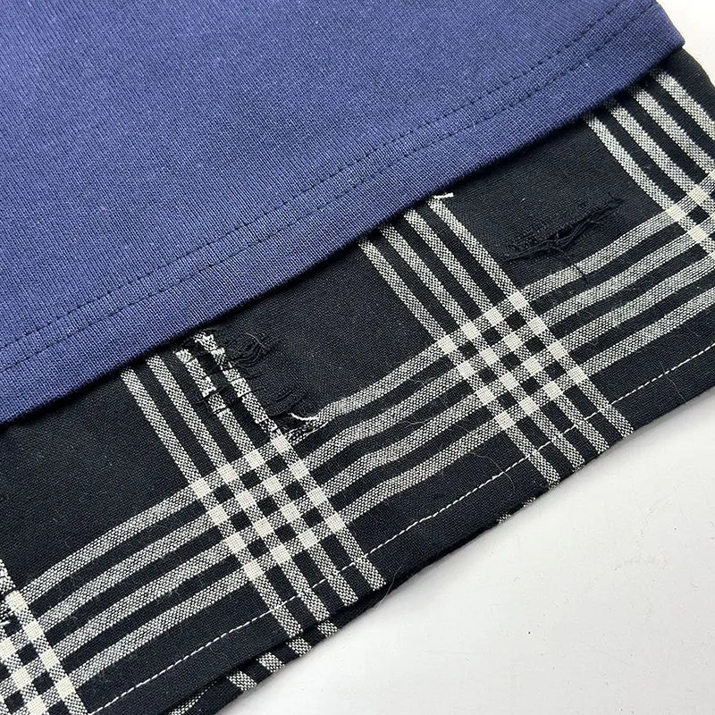 Indigo Dyed Patchwork T-shirts