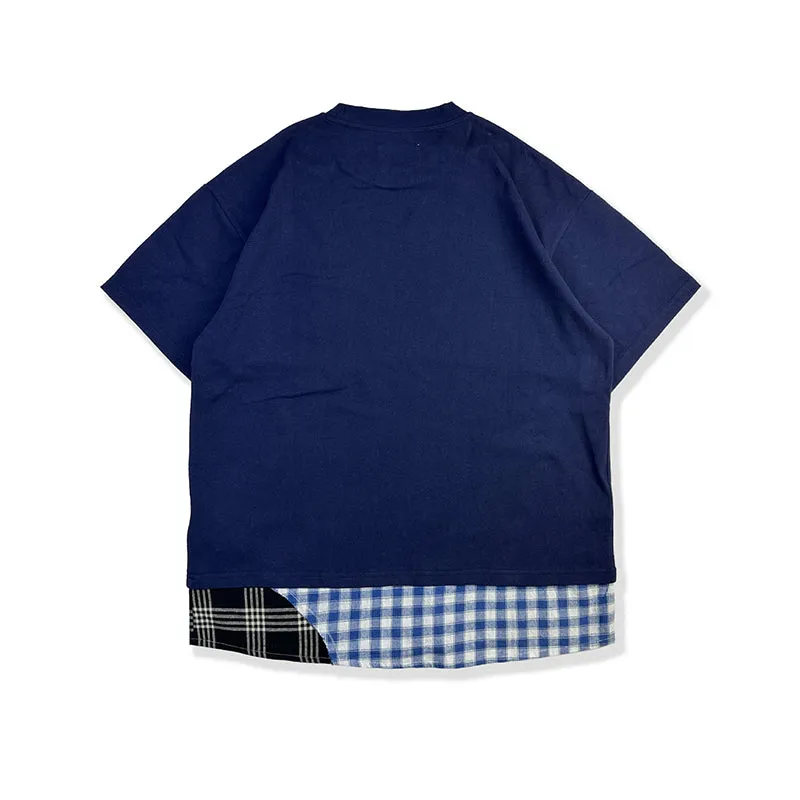 Indigo Dyed Patchwork T-shirts