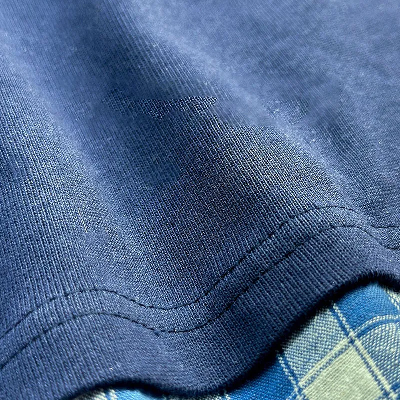 Indigo Dyed Patchwork T-shirts