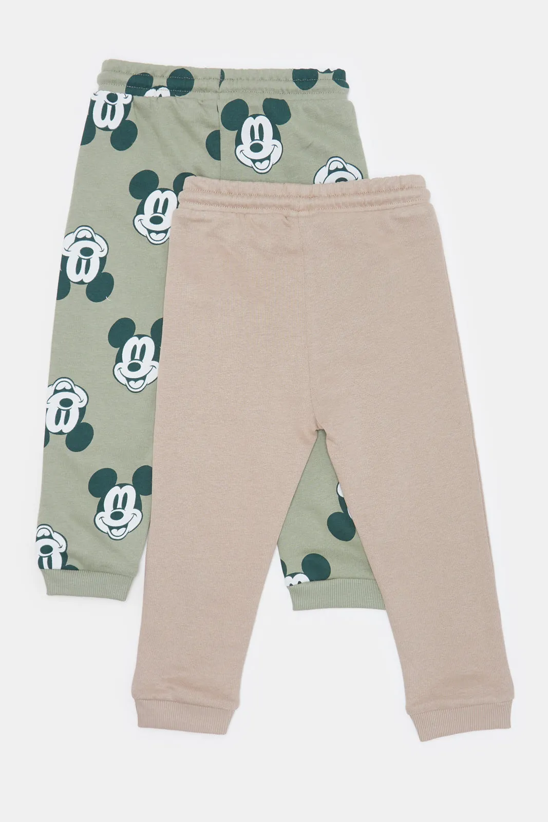 Infant Boys Beige And Green Active Pants Set (Pack Of 2)