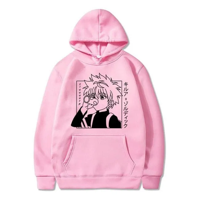 Japanese Anime Funny Killua Eyes Killua HxH Hoodies 2020 Winter Japan Style Hunter X Hunter Sweatshirts Streetwear for Women/men