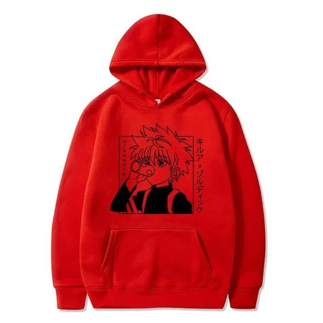 Japanese Anime Funny Killua Eyes Killua HxH Hoodies 2020 Winter Japan Style Hunter X Hunter Sweatshirts Streetwear for Women/men