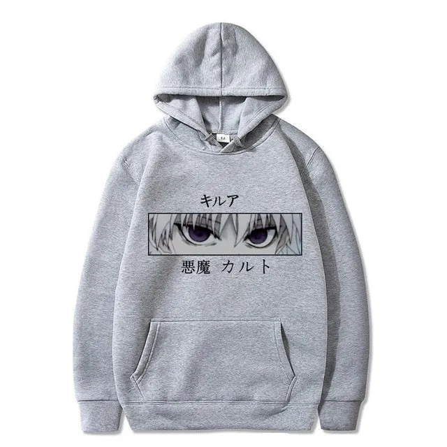 Japanese Anime Funny Killua Eyes Killua HxH Hoodies 2020 Winter Japan Style Hunter X Hunter Sweatshirts Streetwear for Women/men